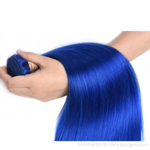 Human Hair Bundles Rubberband Hair Extension Dark Blue Brazilian Human Hair No Shedding No Tangle No Smell Soft Full End 8"-30"